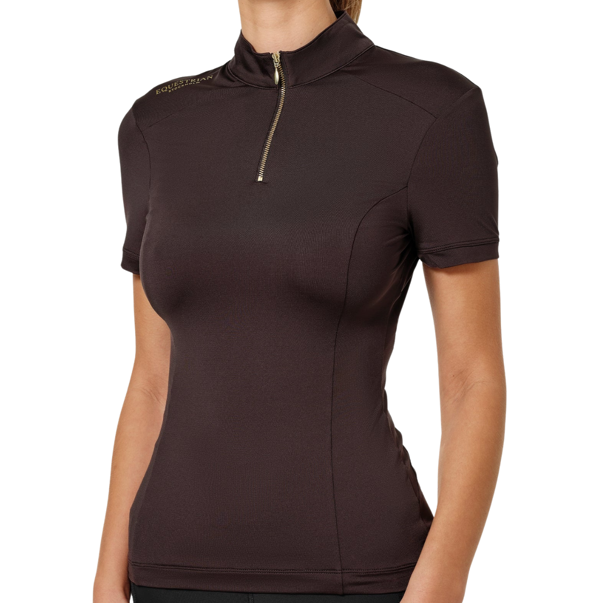 Equestrian Stockholm 'Air Breeze' Short Sleeve Sunshirt in Golden Brown