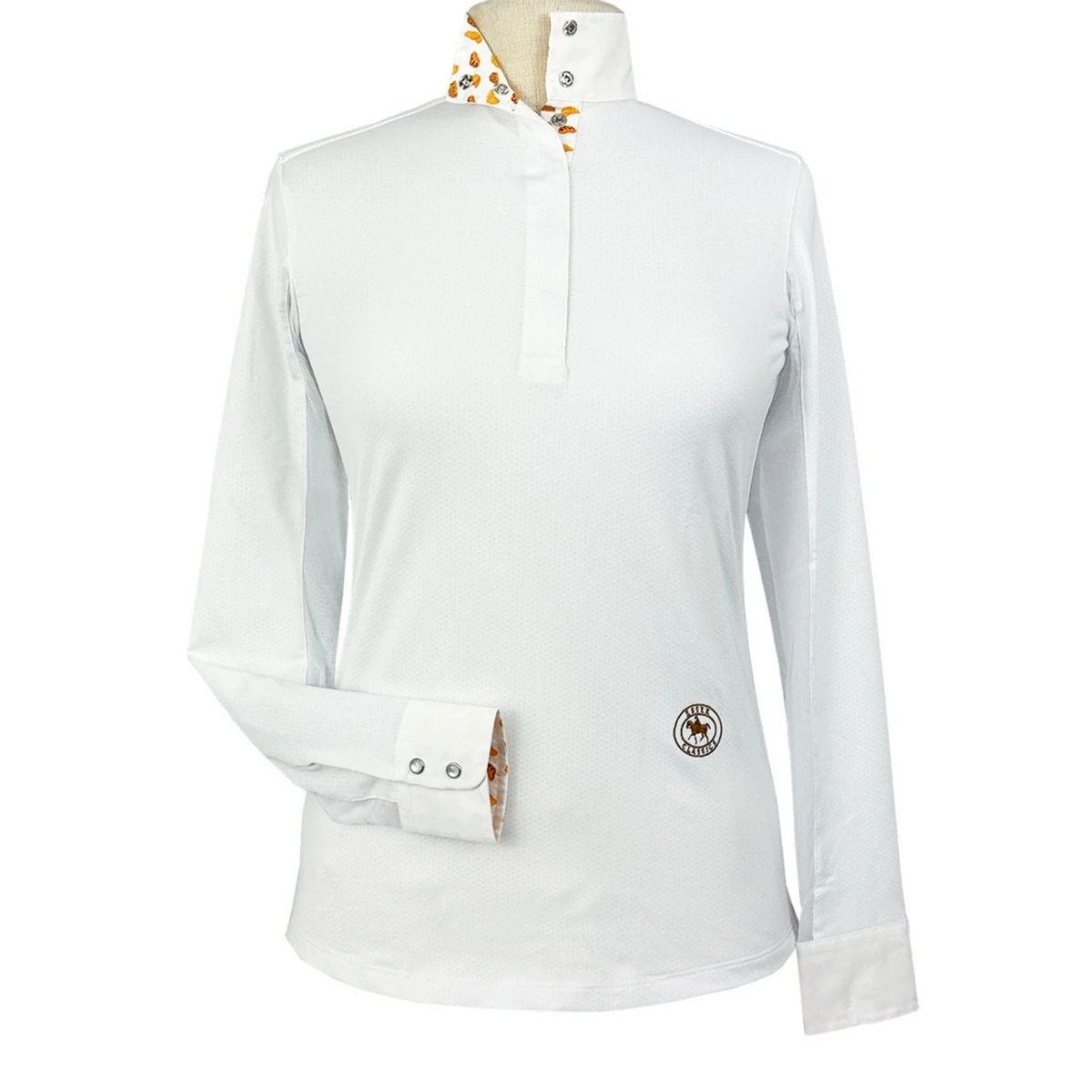 Essex Classics Talent Yarn Long Sleeve Show Shirt in White/Croissants