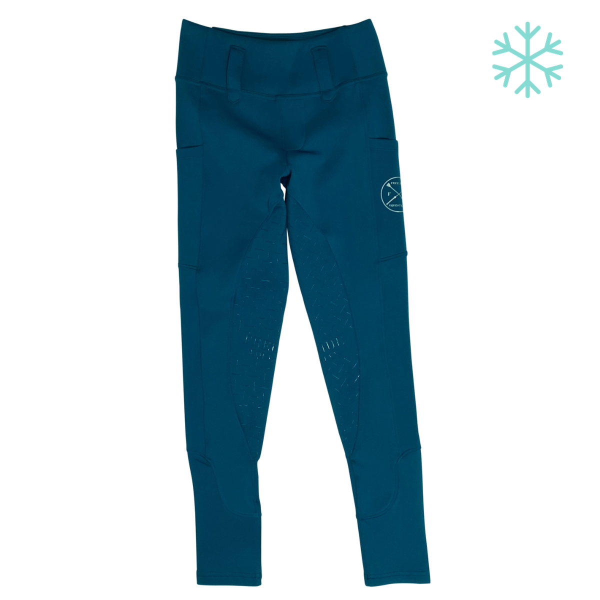 Free Ride Equestrian Winter Full Seat Tights in Ocean - Women's XS