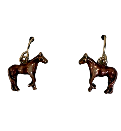 Fable Enamel Horse Earrings in Bronze