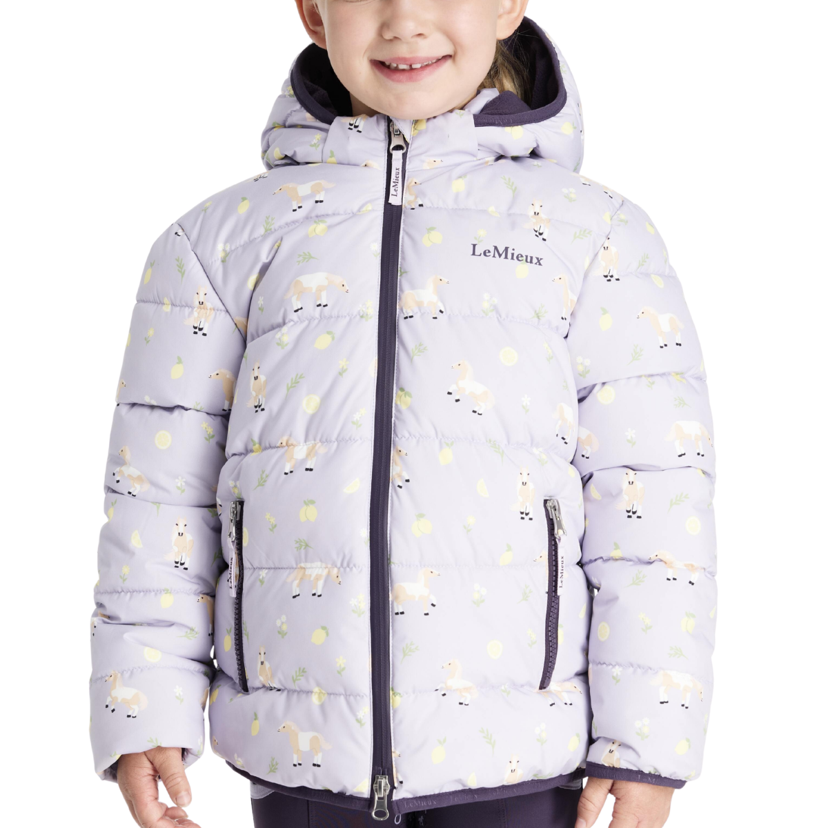 LeMieux Mini Printed 'Lilo' Puffer Jacket in Lilac
