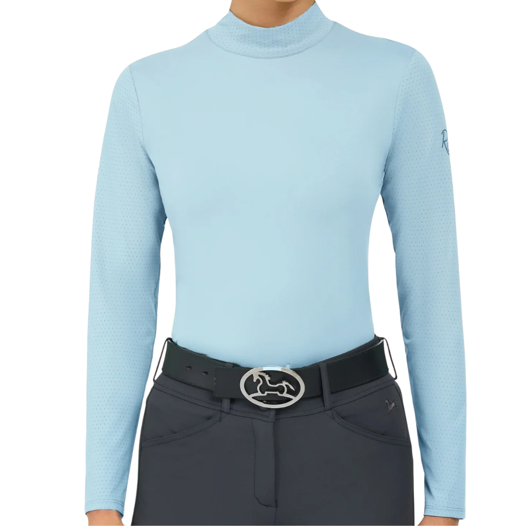 RJ Classics 'Jemma' Mock Neck Shirt in Summer Sky