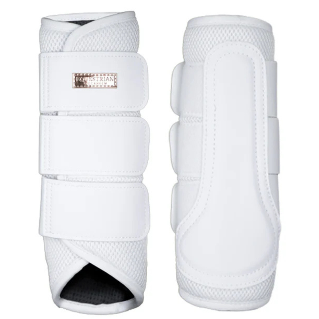 Equestrian Stockholm Mesh Brushing Boots in White & Rose Gold