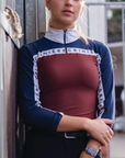 Criniēre 'Estella' Schooling Top in Navy/Brown - Women's Small