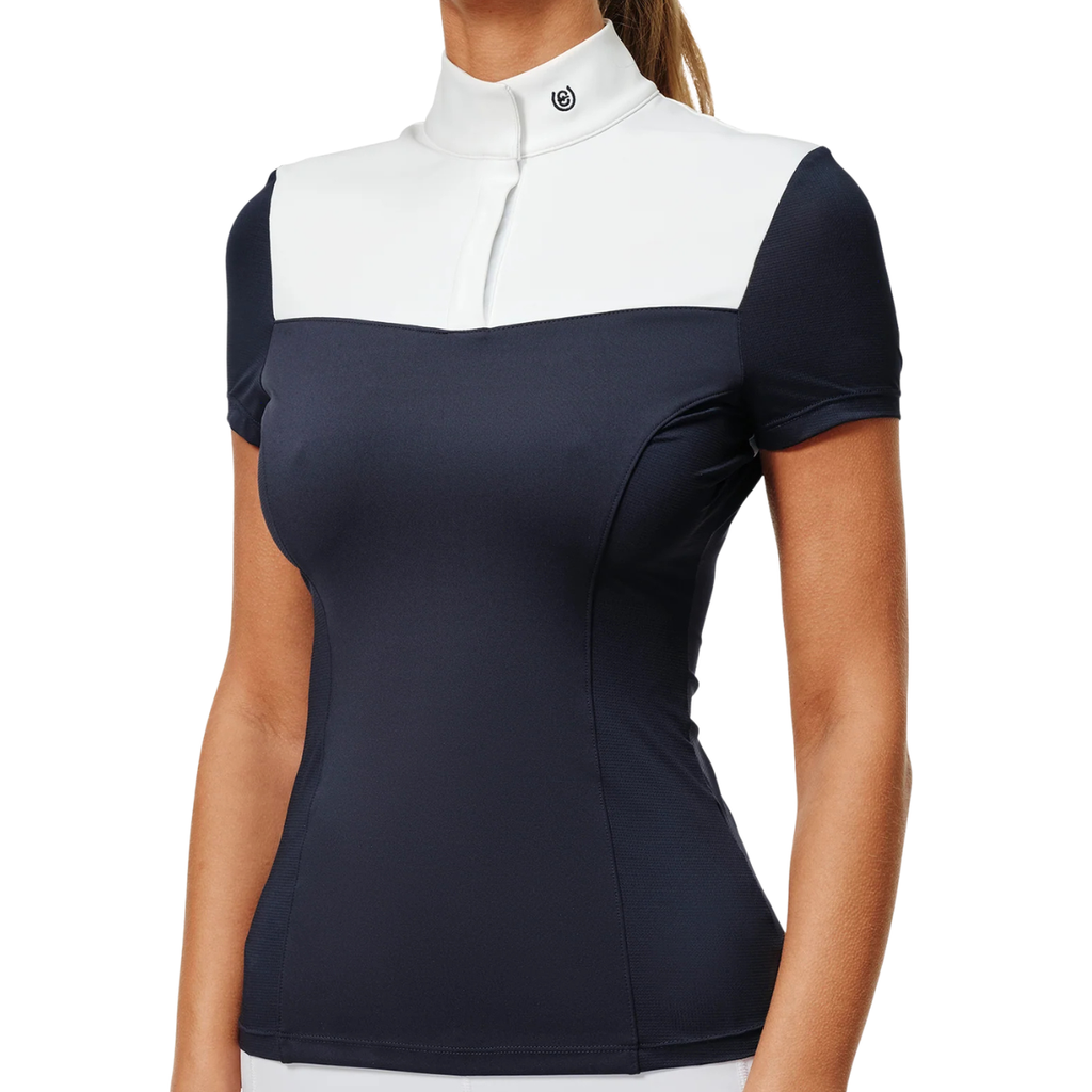 Equestrian Stockholm 'Refined' Competition Shirt in Navy/White 