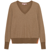 Hannah Childs 'Angelina ﻿Herringbone' V-Neck Sweater in Oatmeal
