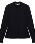 Hannah Child's 'Cameron' Rib Mock Neck Shirt in Pitch Black - Women's Medium