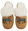Bay Horse Faux Fur Suede Slippers in Chestnut/Natural 