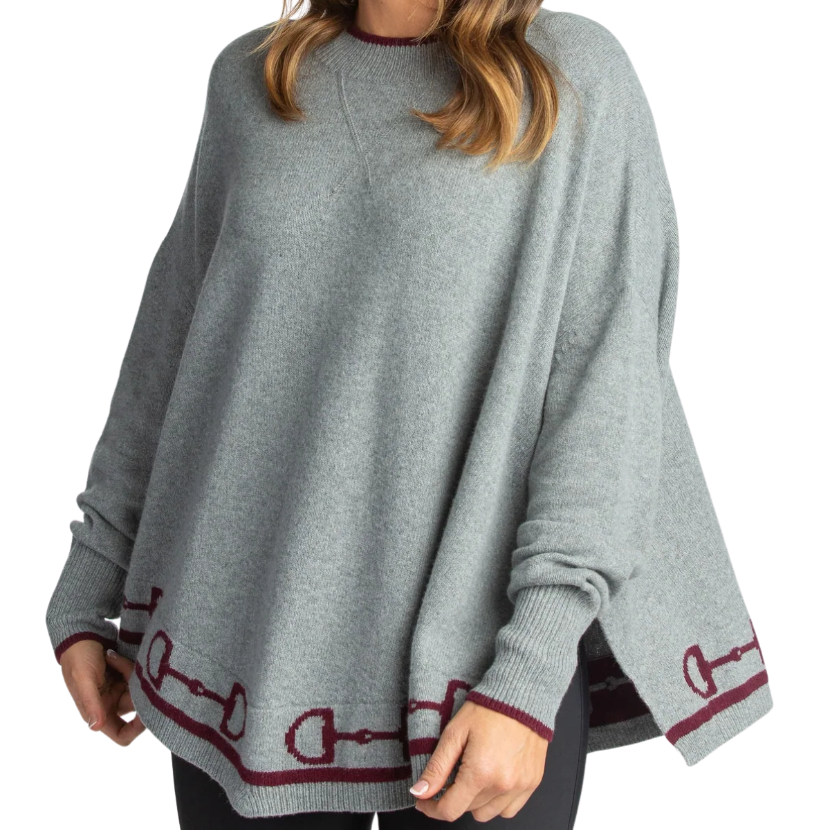 Hannah Childs 'Kristina Bit' Poncho in Carbon/Bordeaux