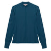 Hannah Child's 'Cameron' Rib Mock Neck Shirt in Deep Sea - Women's Small