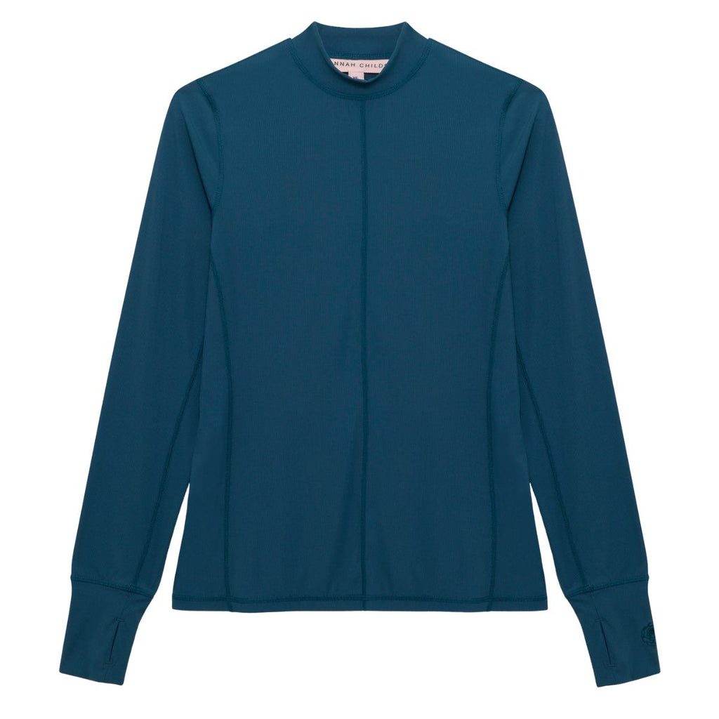 Hannah Child's 'Cameron' Rib Mock Neck Shirt in Deep Sea - Women's Small