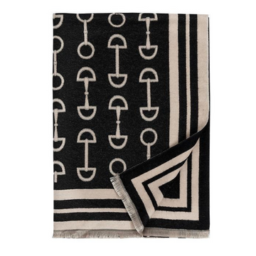 Equestrian Bit Shawl in Black/Tan - 75