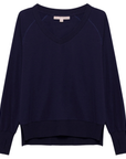 Hannah Childs 'Asher' Bamboo V Neck Sweatshirt in Midnight