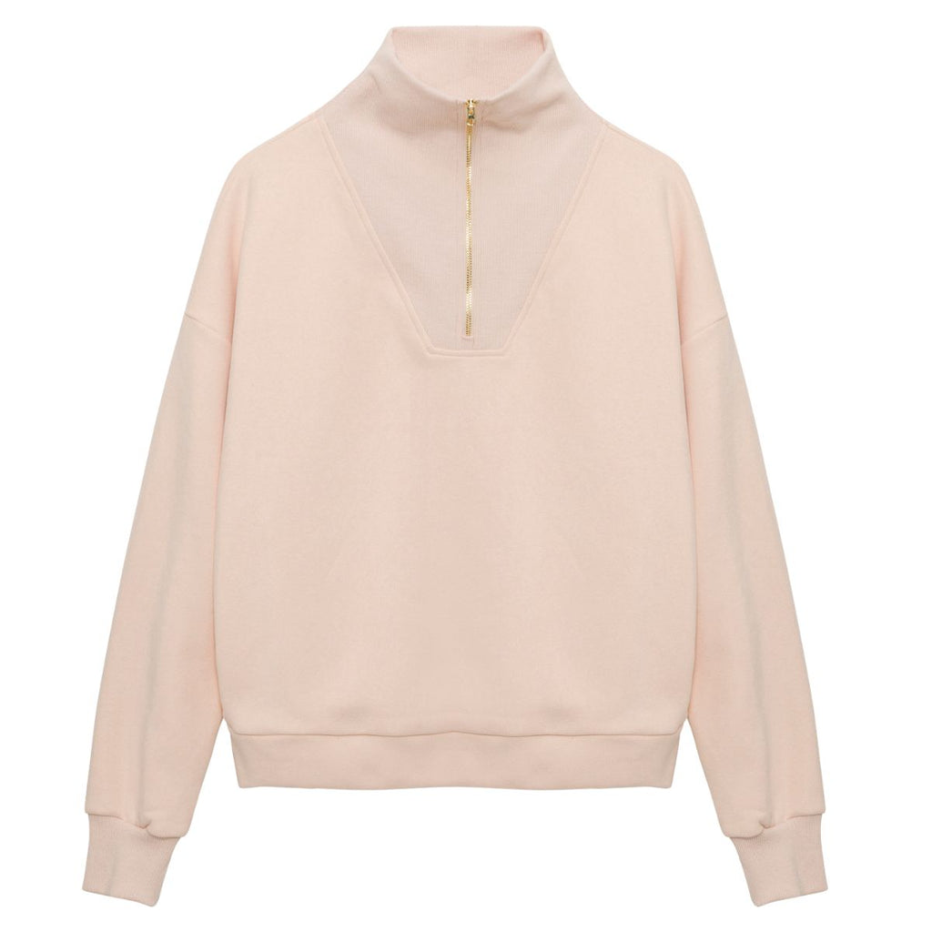 Hannah Child's 'Charlie' 1/4 Zip Warm Up Sweater in Biscotti - Women's XS