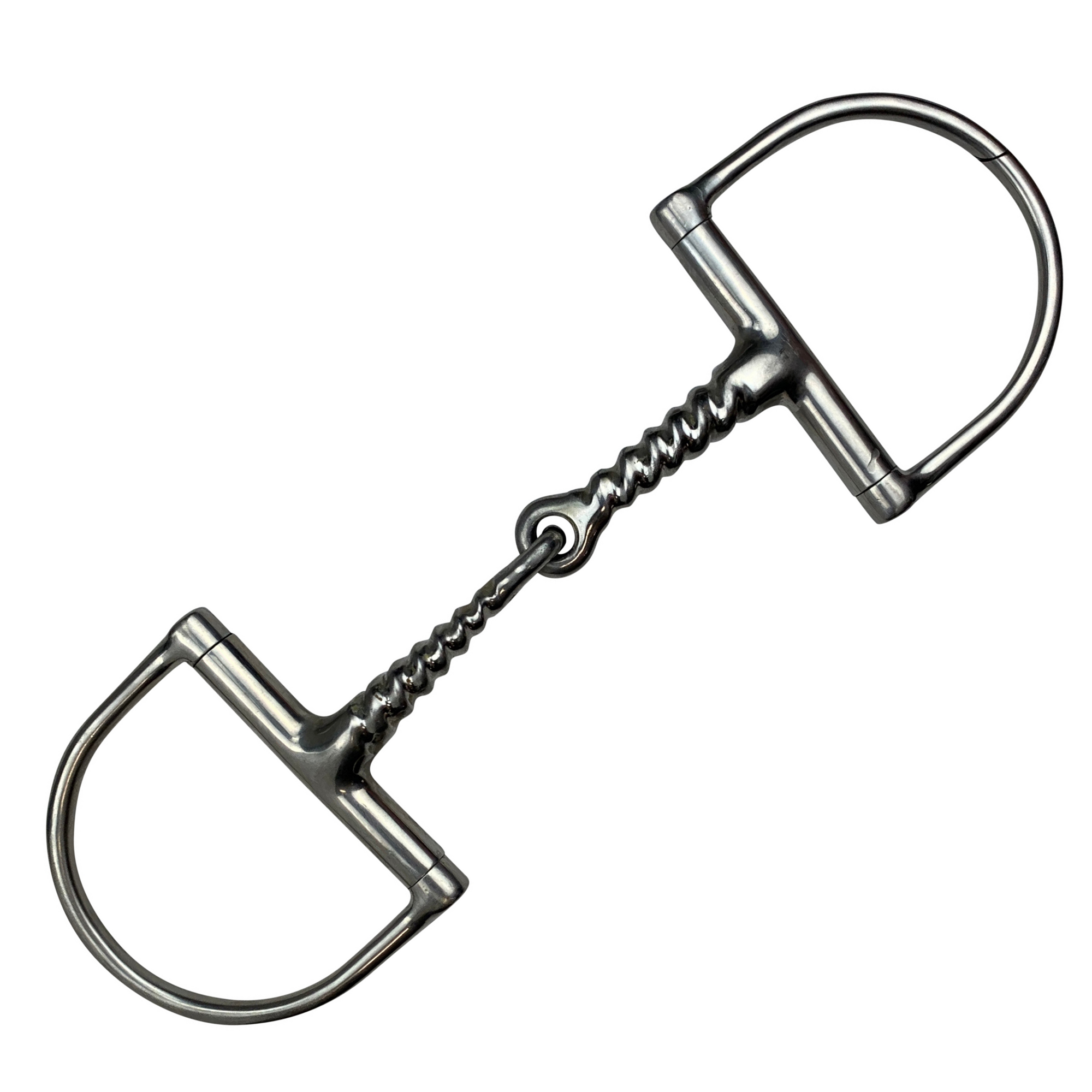 Corkscrew D-Ring Pony Single Joint Snaffle Bit in Stainless Steel - 4"