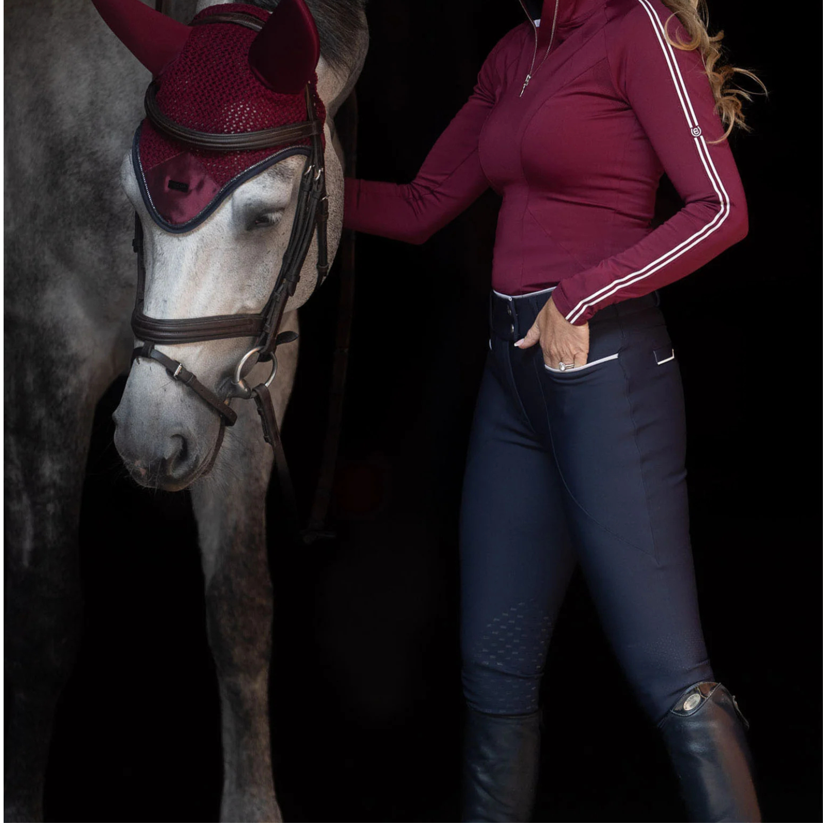 Equestrian Stockholm 'Airflow Luxe' Knee Grip Breeches in Navy - Women's EU 34 (US 22)