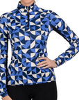 Kastel Long Sleeve 1/4 Zip in Navy Geometric