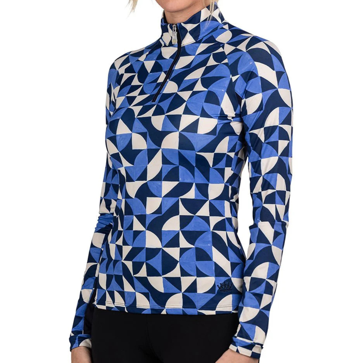 Kastel Long Sleeve 1/4 Zip in Navy Geometric