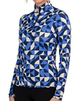 Kastel Long Sleeve 1/4 Zip in Navy Geometric