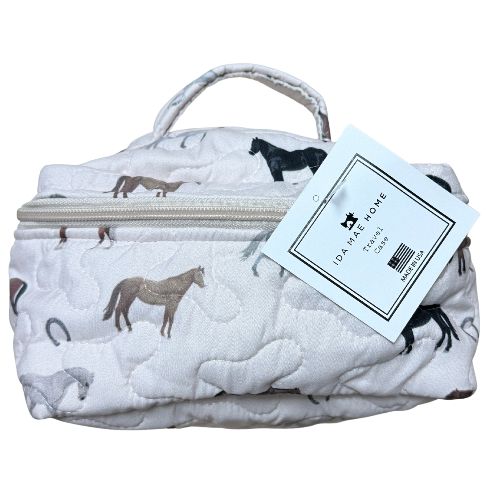 Ida Mae Quilted Travel Case in Meadow Herd Icon Linen