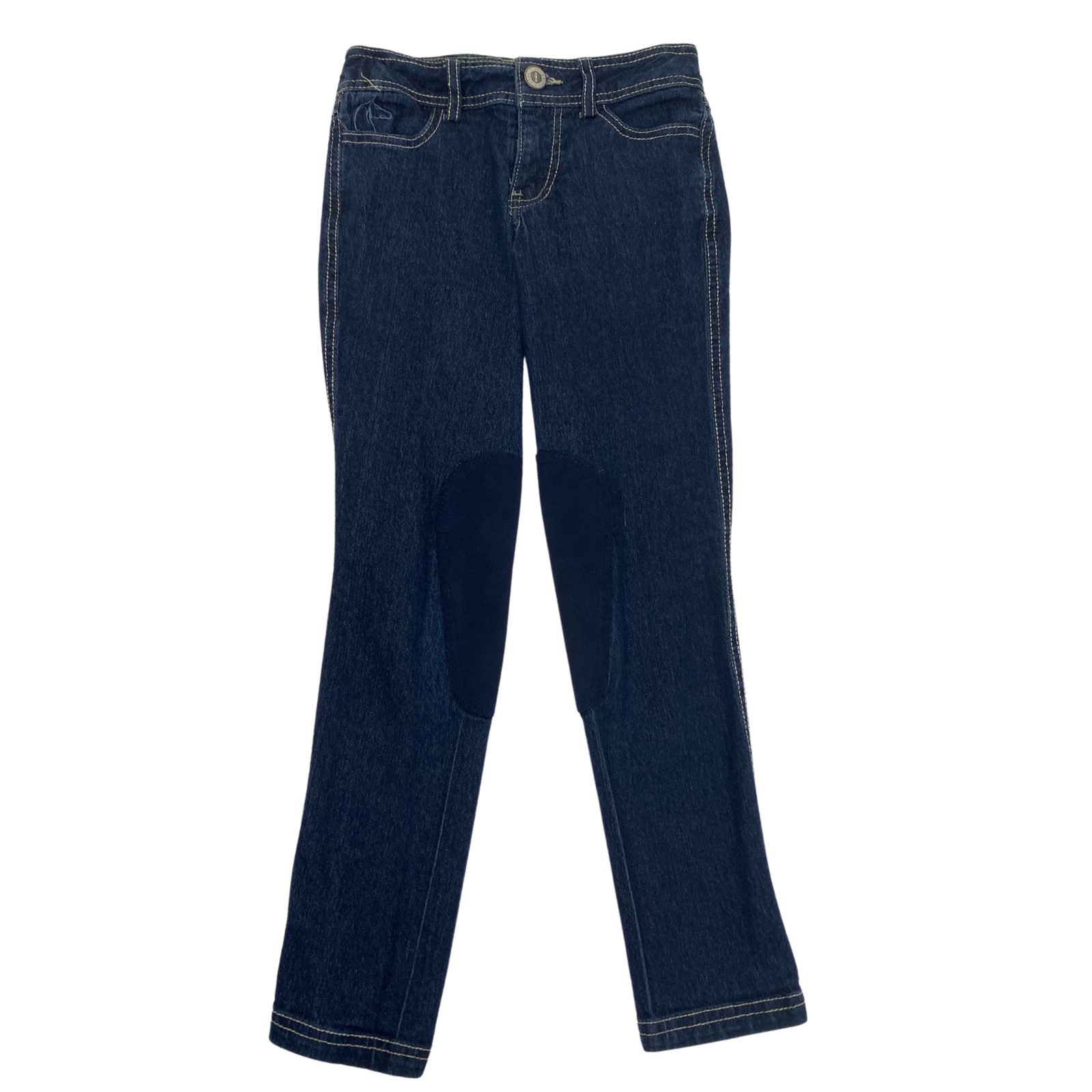 Front of Irideon Denim Kids Knee Patch Breech in Dark Wash - Children's 8