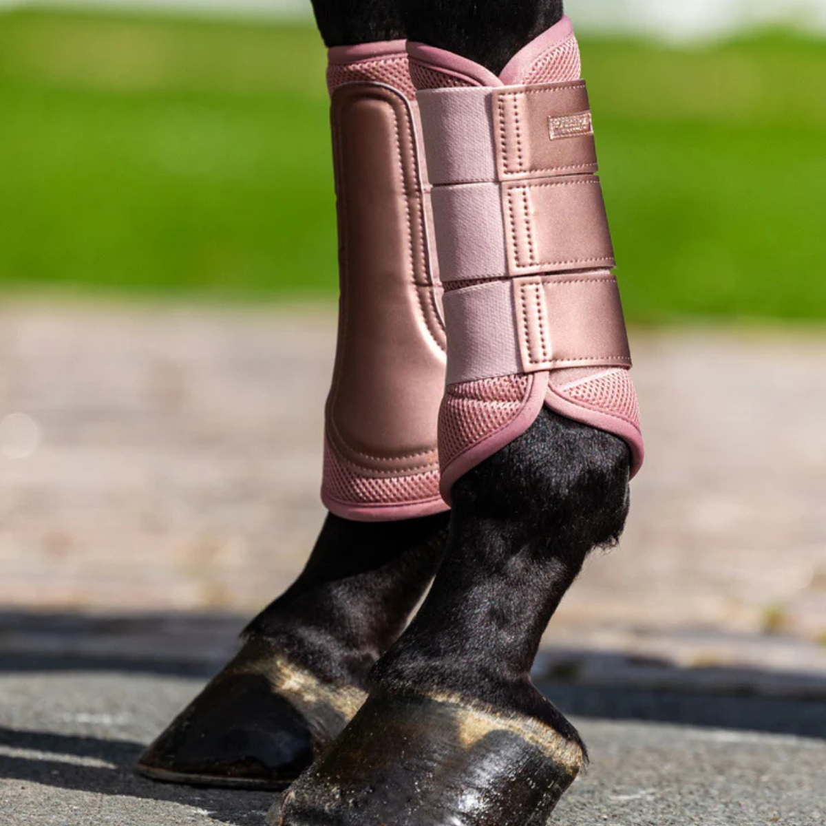 Equestrian Stockholm Mesh Brushing Boots in Midsummer Blush