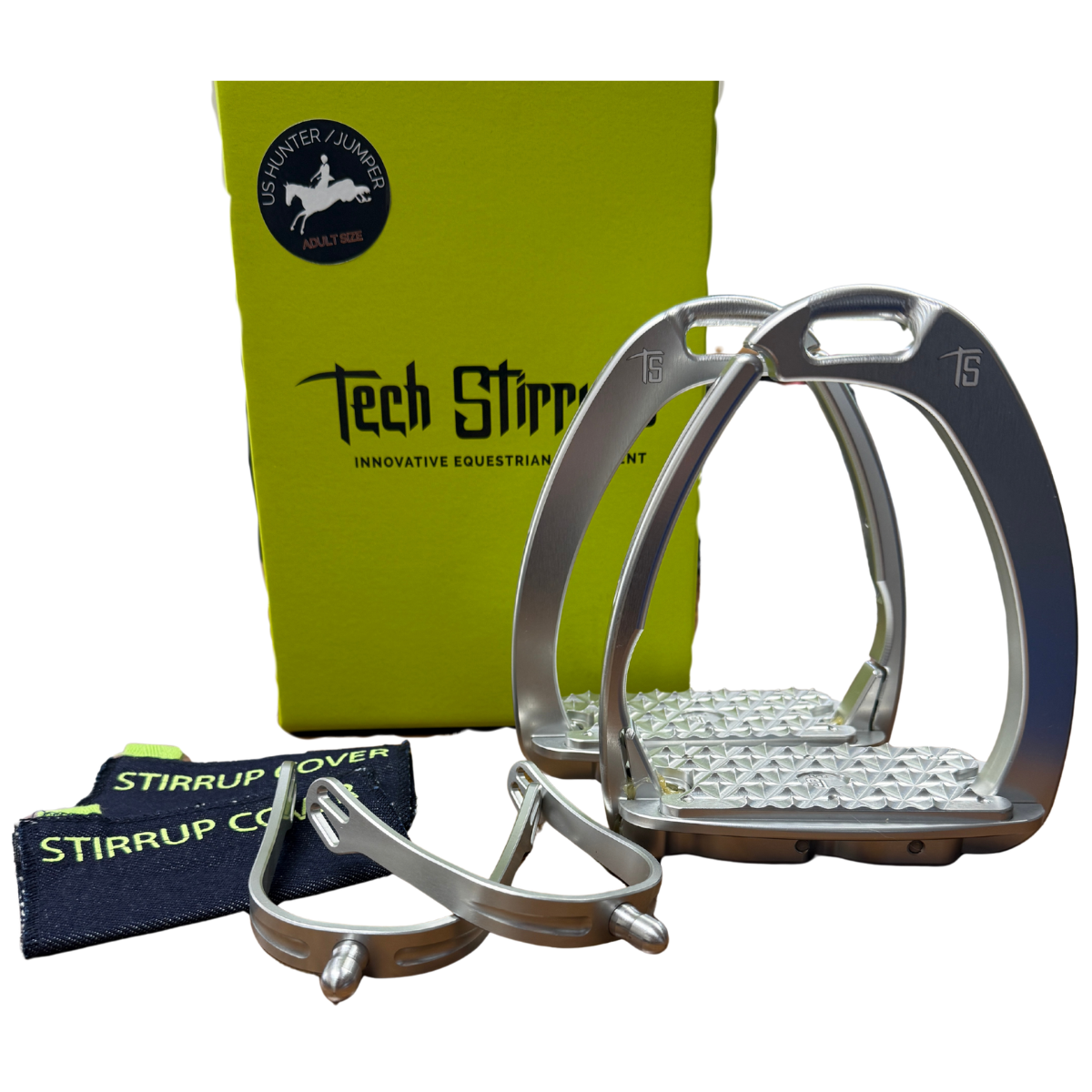 Tech Stirrups 'Hunter/Jumper' Sloped Showing Safety Stirrups in Stainless Steel