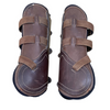 Arc De Triomphe Open Front Leather Boots in Brown