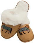 Bay Horse Faux Fur Suede Slippers in Chestnut/Natural 