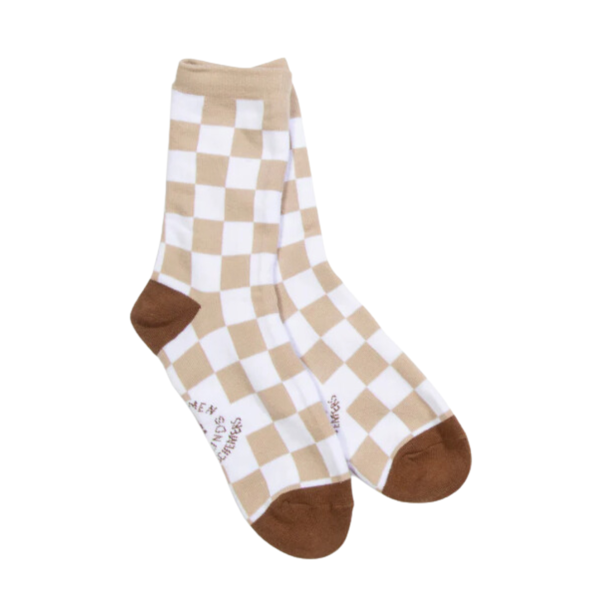 Huntsmen & Hounds Check This Crew Socks in Cocoa/Bone - Women's 5-10