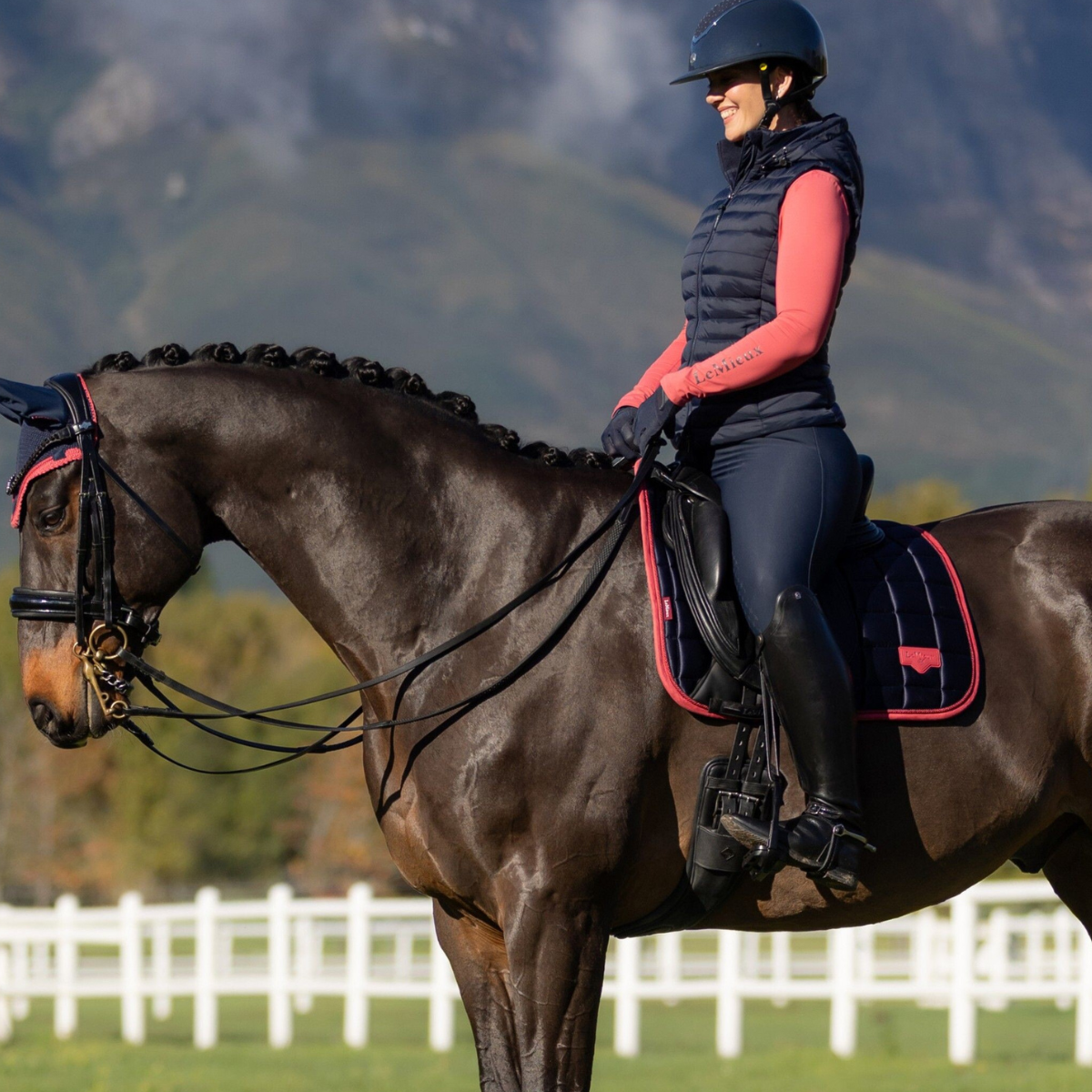 LeMieux Loire Classic Dressage Pad in Navy/Cranberry 