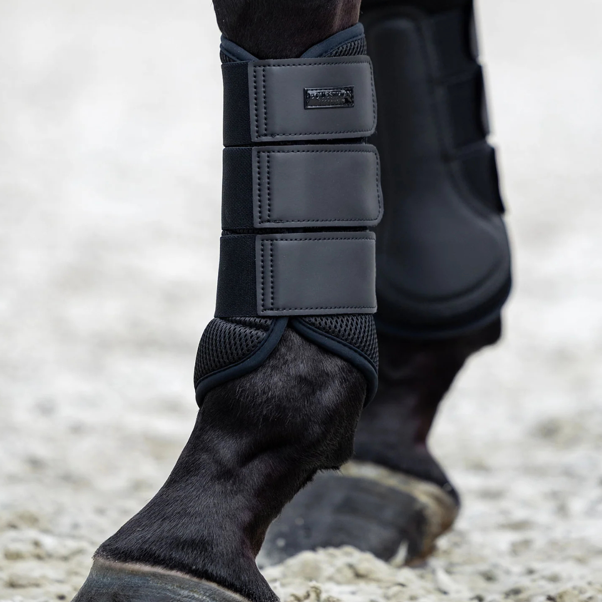 Equestrian Stockholm Mesh Brushing Boots in All Black