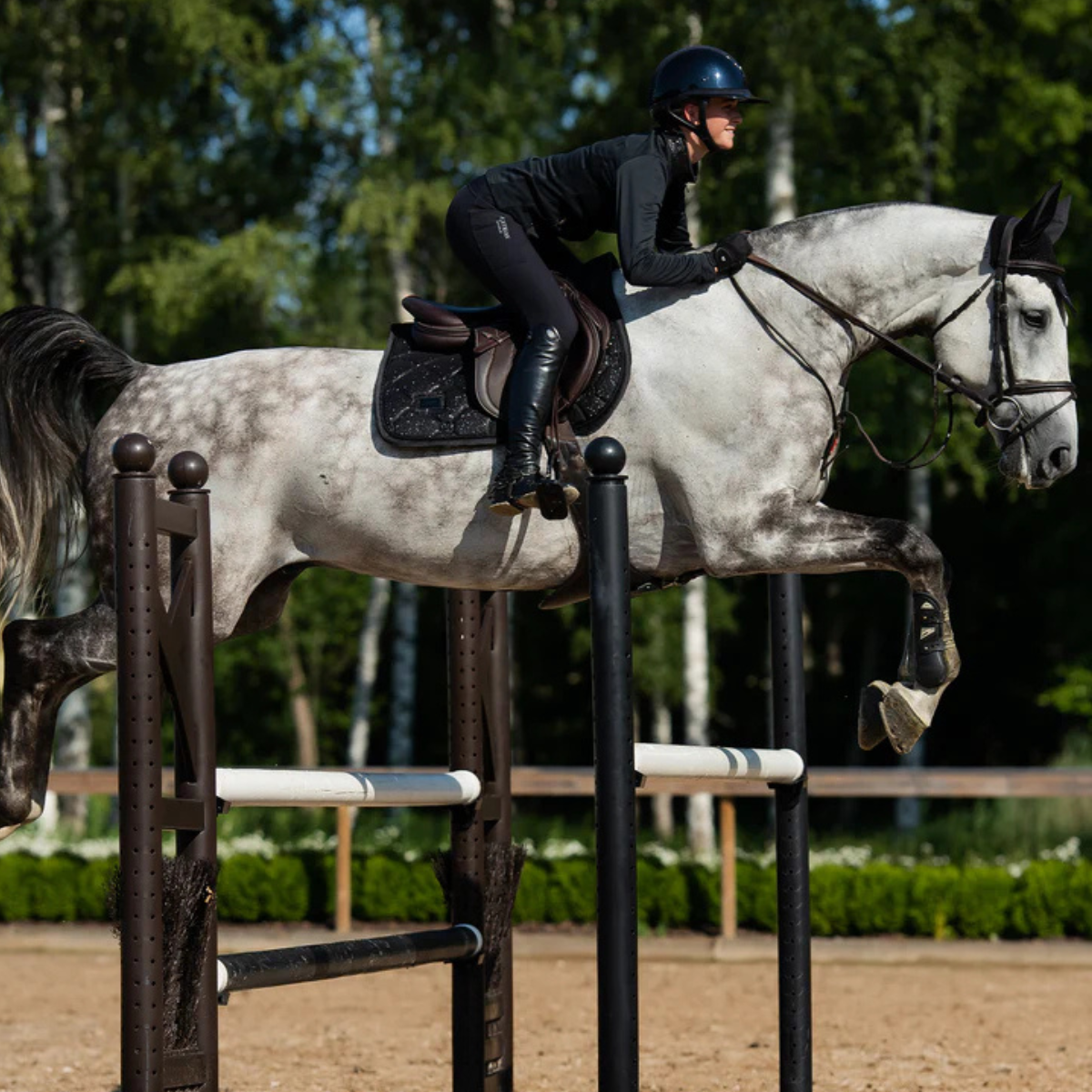 Equestrian Stockholm Jump Saddle Pad in All Black Glimmer