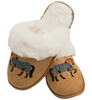 Bay Horse Faux Fur Suede Slippers in Chestnut/Natural