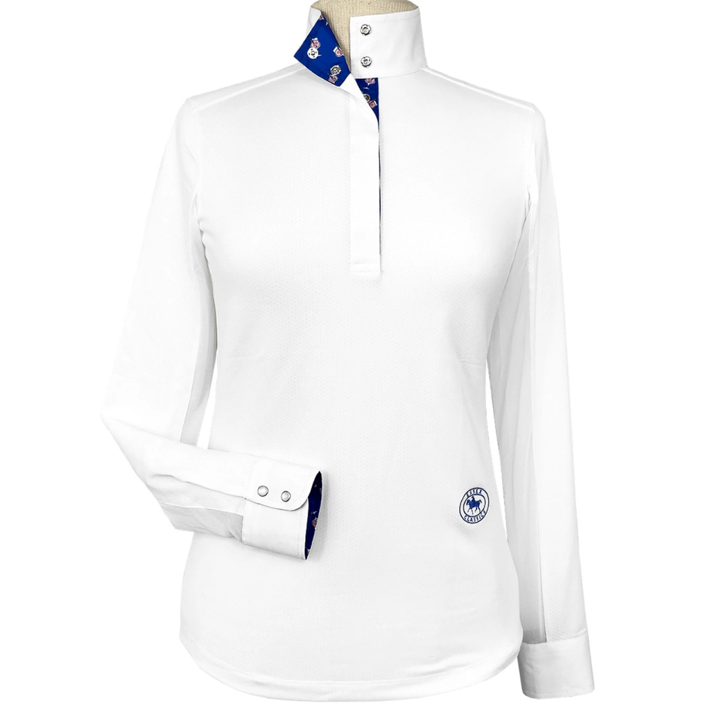 Essex Classics Talent Yarn Long Sleeve Show Shirt in White/Wineglass - Women's Medium