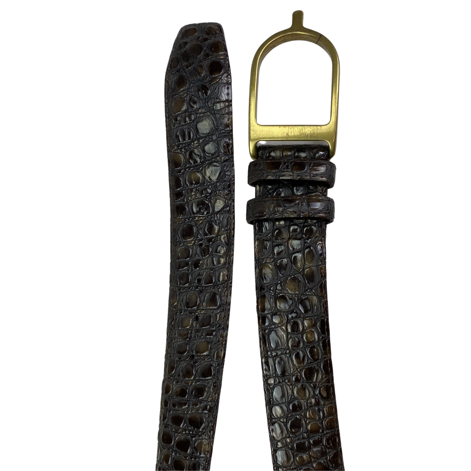 Sandy Duftler Designs Spur Belt in Brown Crocodile - Women's S/M