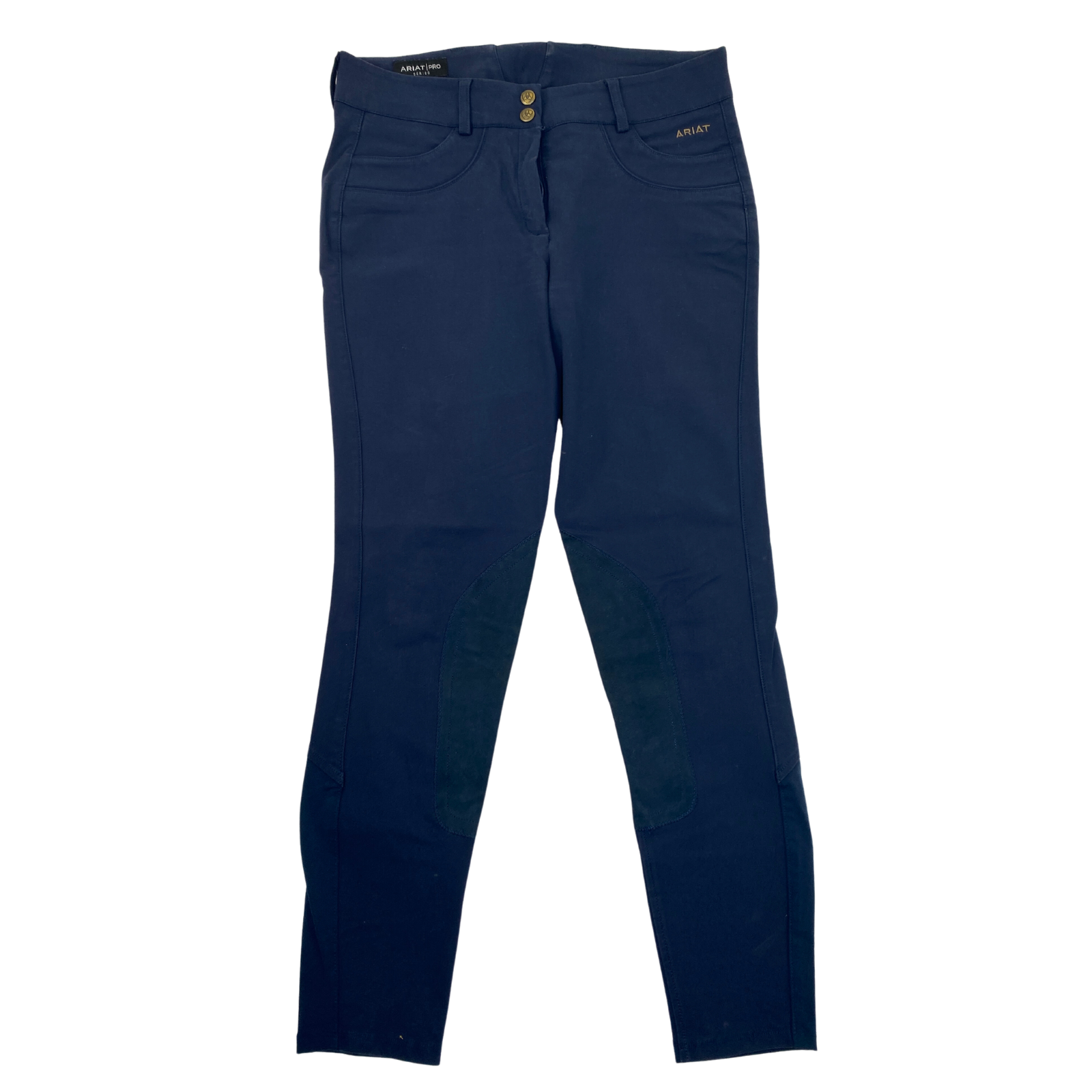 Front of Ariat 'Olympia' Knee Patch Breeches in Navy - Women's 32L