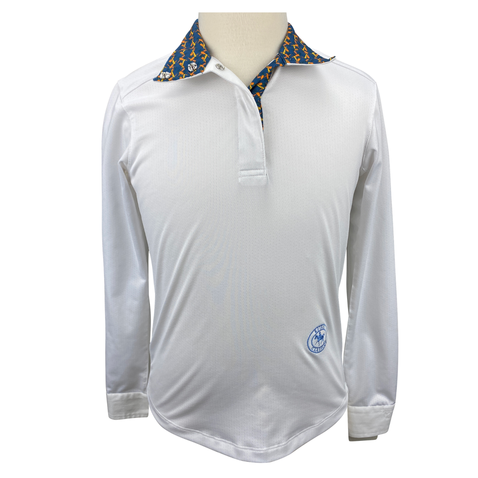 Essex Classics Talent Yarn Kids Long Sleeve Show Shirt in White/Carrots - Children&#39;s Medium