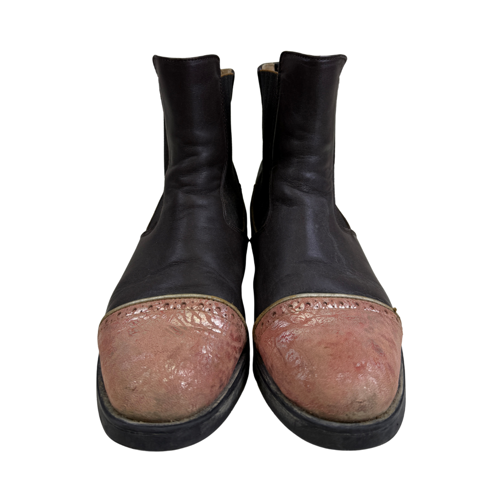 Romitelli Paddock Boots in Brown/Pearlescent Pink