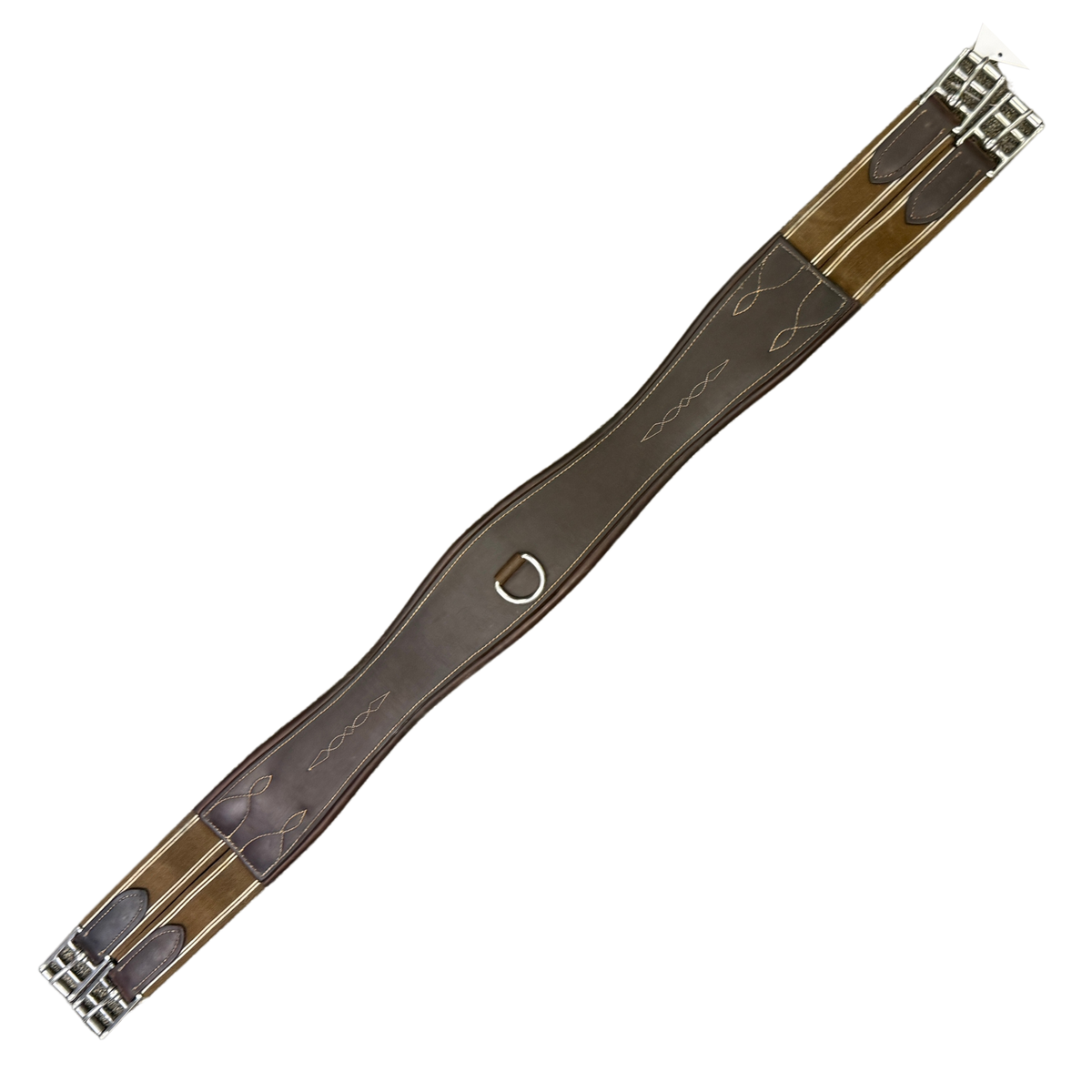 Fancy Stitched Padded Leather Girth in Brown