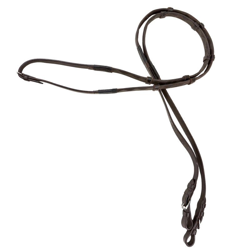 Correct Connect Rubber Thumb Grip Reins in Brown - Full