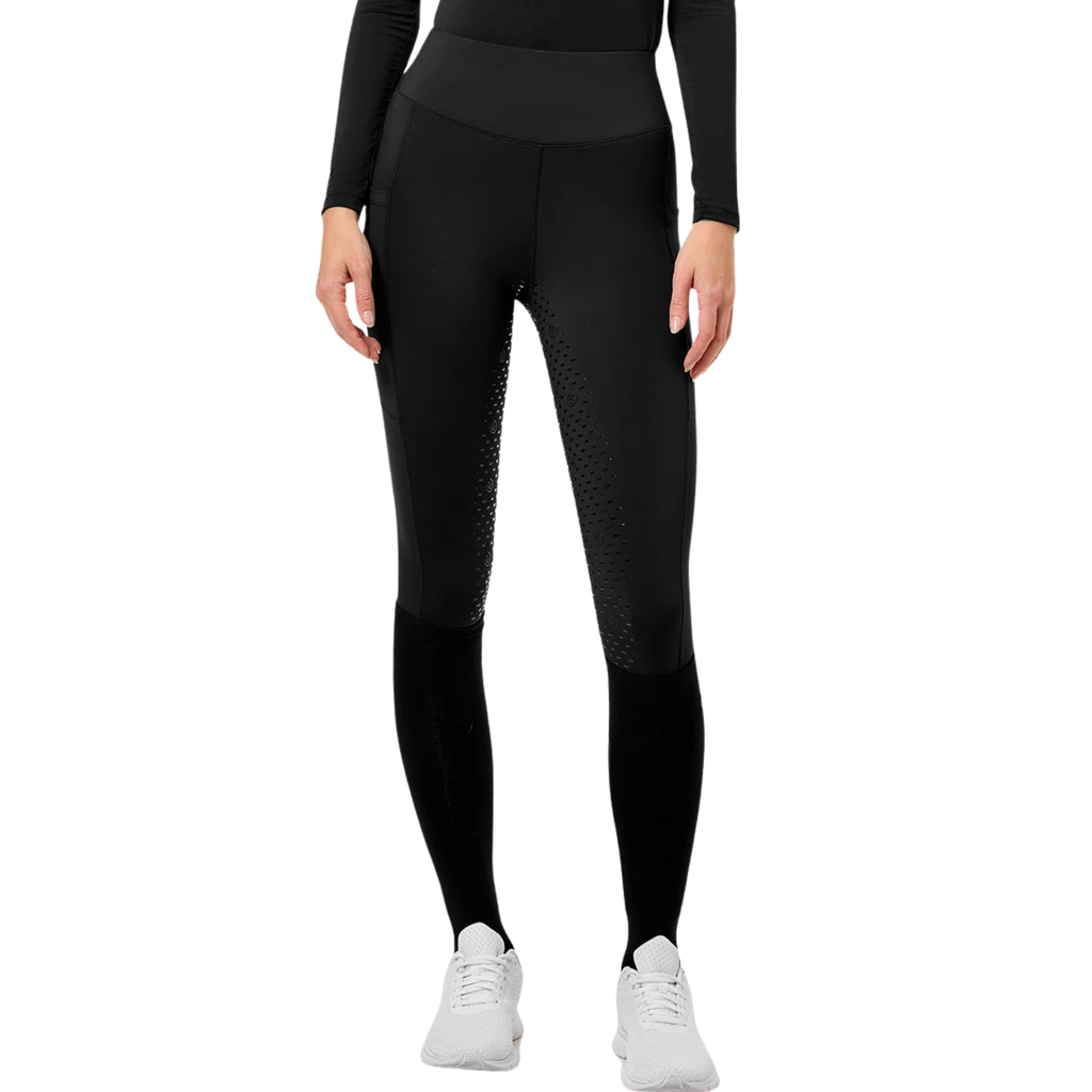 Equestrian Stockholm 'Jump Movement' Knee Patch Riding Tights in Black - Women's XXS