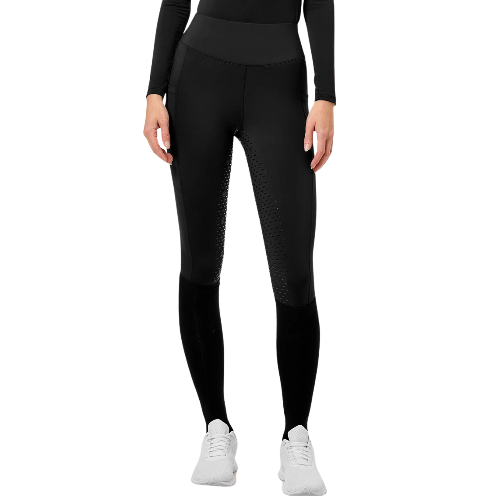 Equestrian Stockholm 'Jump Movement' Knee Patch Riding Tights in Black - Women's XS