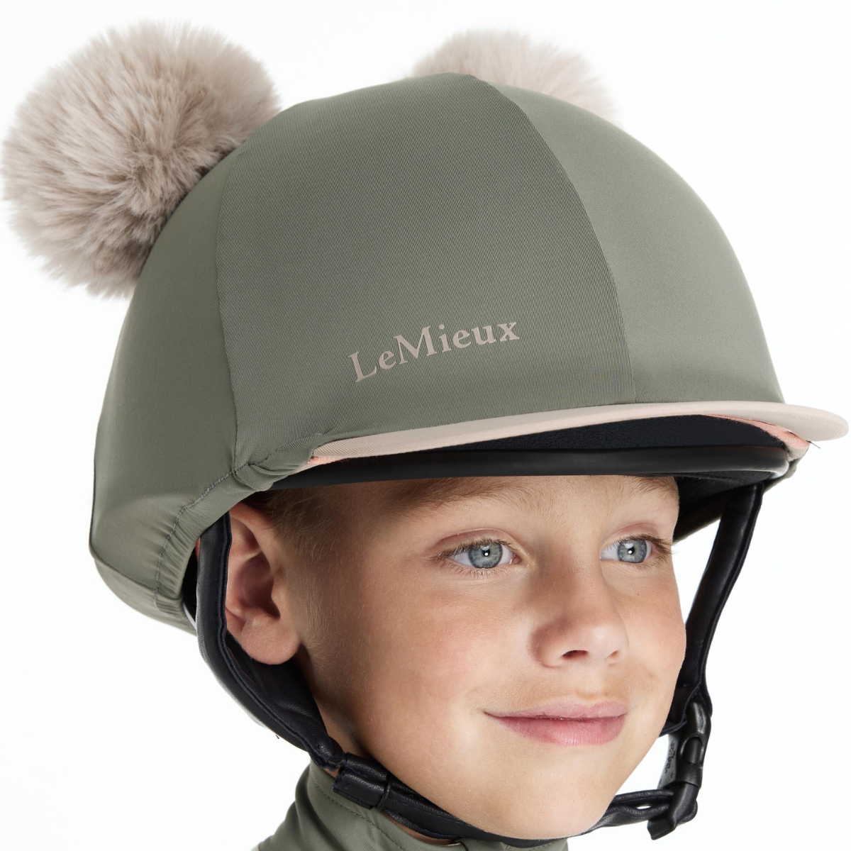 LeMieux Mini 'Double Pom' Hat Silk in Rosemary