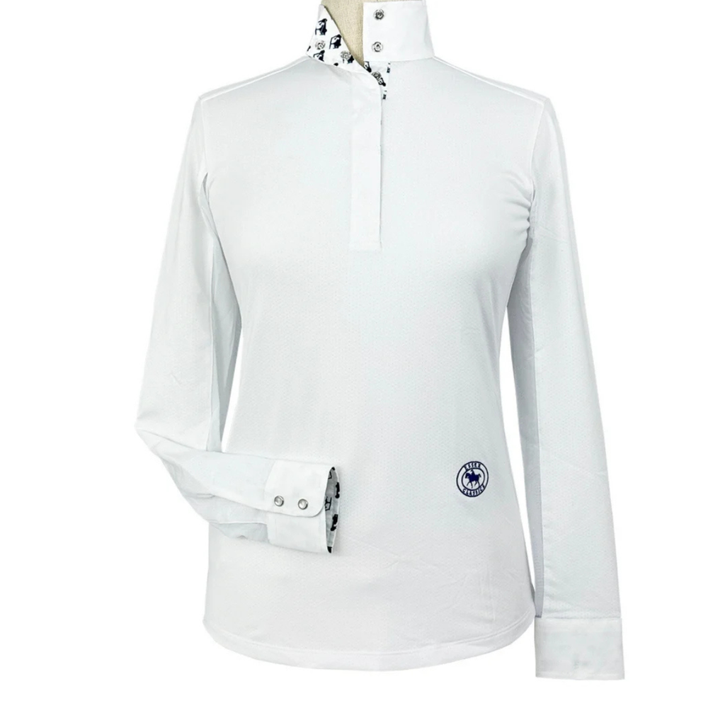 Essex Classics Talent Yarn Long Sleeve Show Shirt in White/Golfcart - Women's Medium