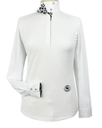 Essex Classics Talent Yarn Long Sleeve Show Shirt in White/Cow Print - Women's Medium