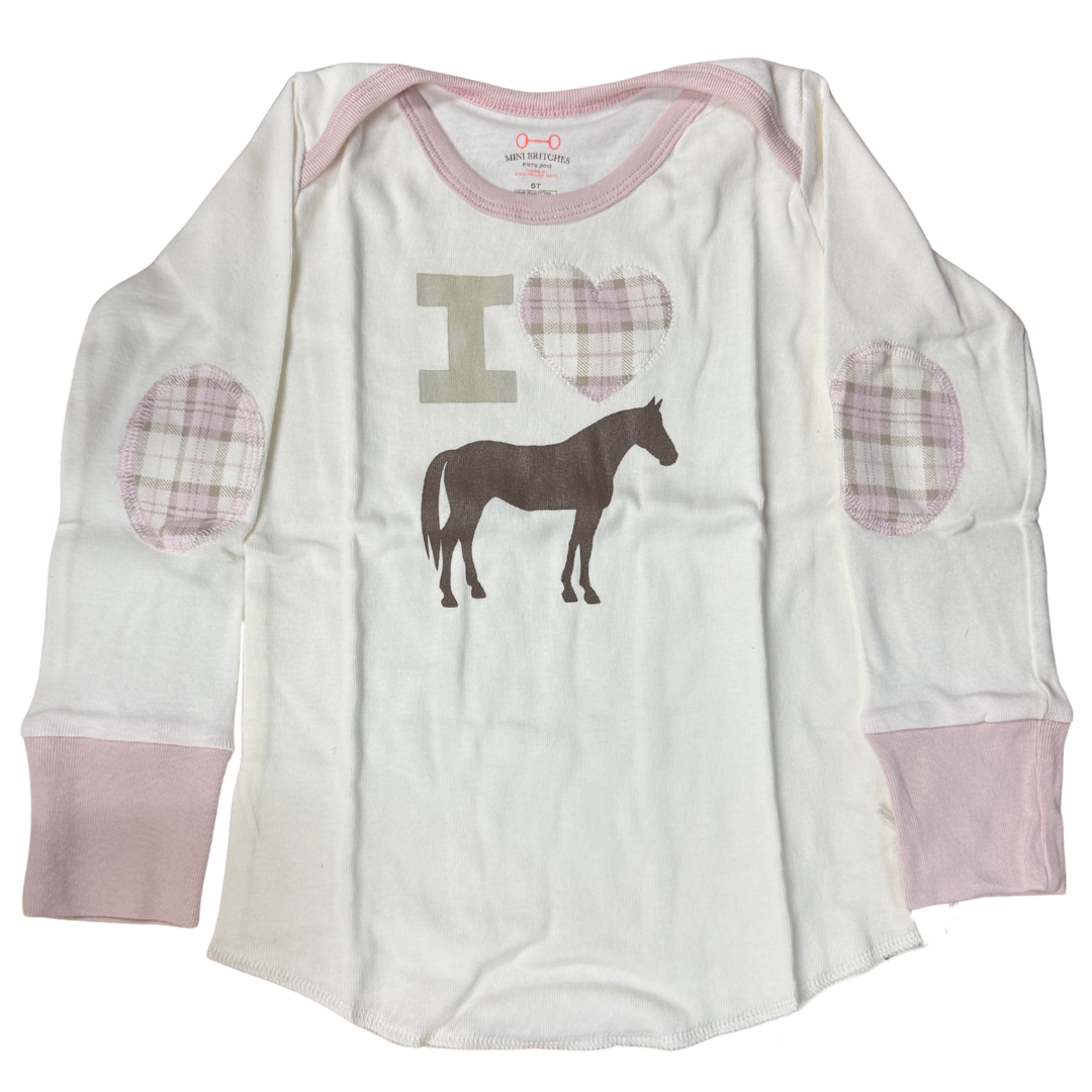 Mini Britches Long Sleeve &#39;I &lt;3 Ponies&#39; Shirt in Pink