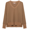 Hannah Childs 'Asher' Bamboo V Neck Sweatshirt in Latte