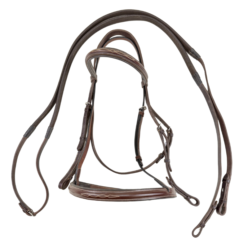 Ovation Classic Fancy Stitched Raised Comfort Bridle in Brown