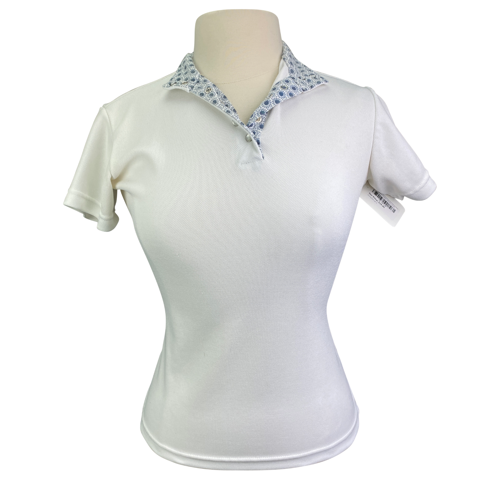 Smartpak Bradley Performance Short Sleeve Show Shirt in White/Blue Flowers